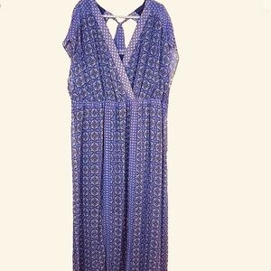 NWOT Lane Bryant Patterned Maxi Dress in Blue and Purple